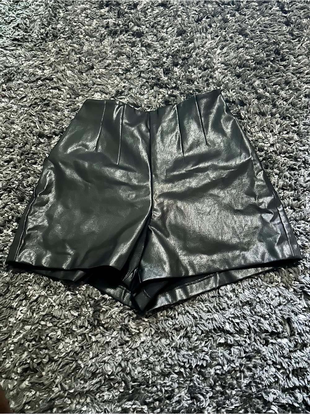 Express Black High-Waist Faux Leather Shorts